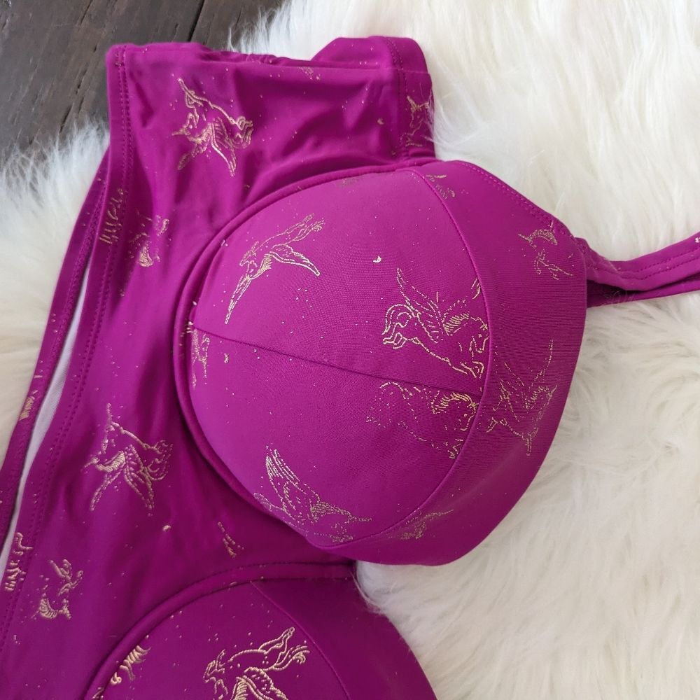 Torrid Raspberry Pink Unicorn Underwire Bikini To… - image 3